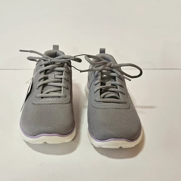 NWT Sketchers Sneakers Grey and Purple 5 1/2 - Picture 3 of 7